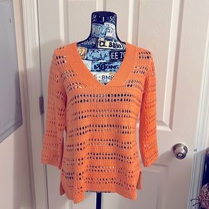 NWOT Chico’s Coral Crochet Top, Size-1 (Medium)